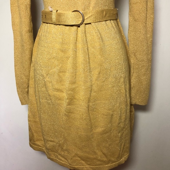 New Free People French Girl Sweater Mini Sweater Dress Gold New With Tags Gold - Picture 9 of 14